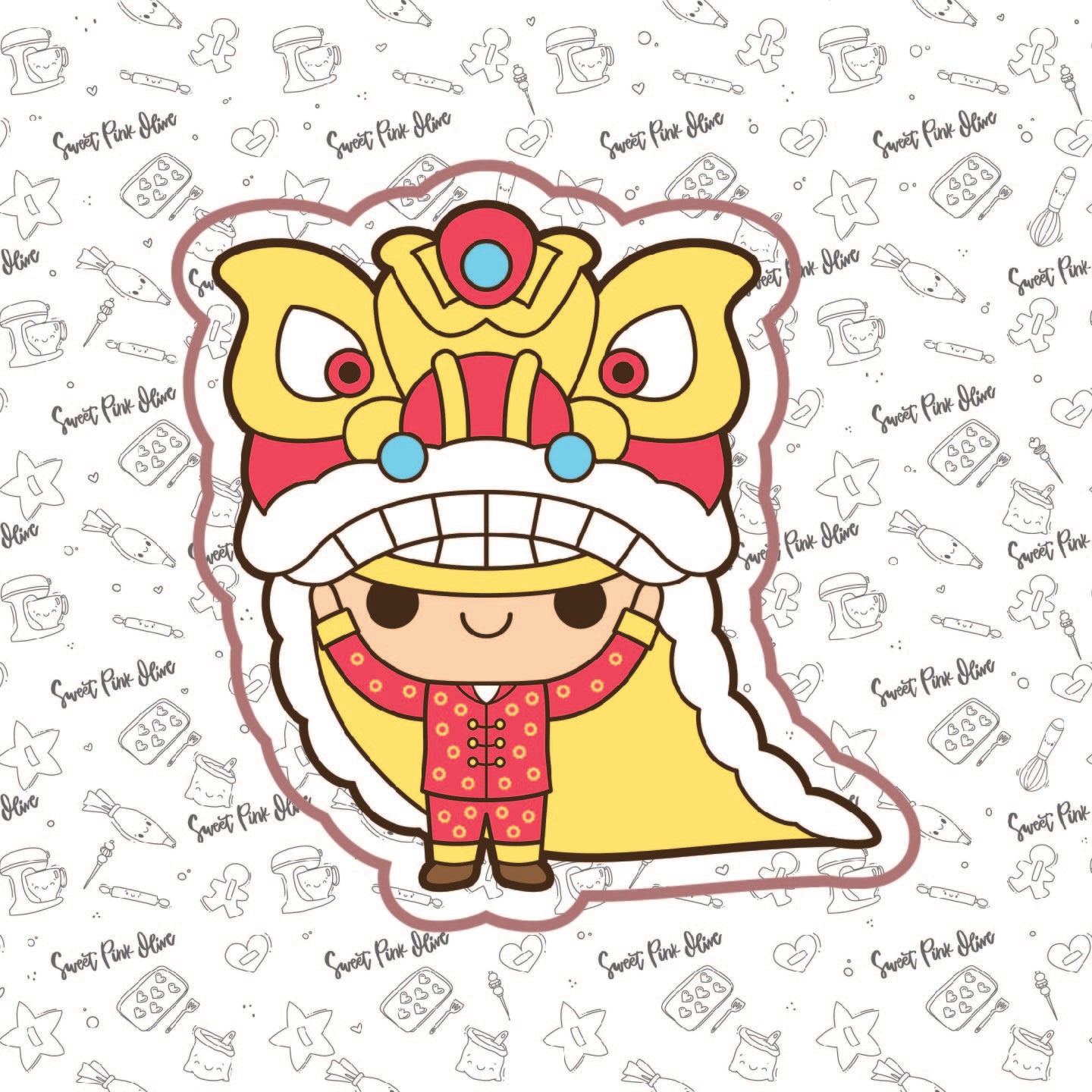 Lunar New Year Boy Lion Dancing