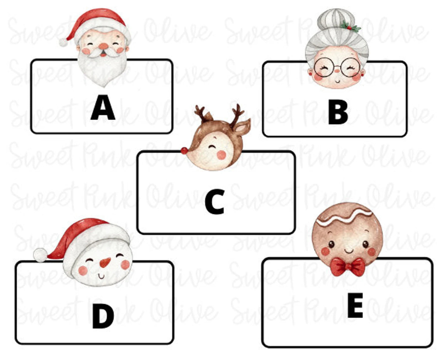 Christmas Plaque Cookie Cutters, Name Plaque, Santa, Snowman, Mrs. Claus, Reindeer