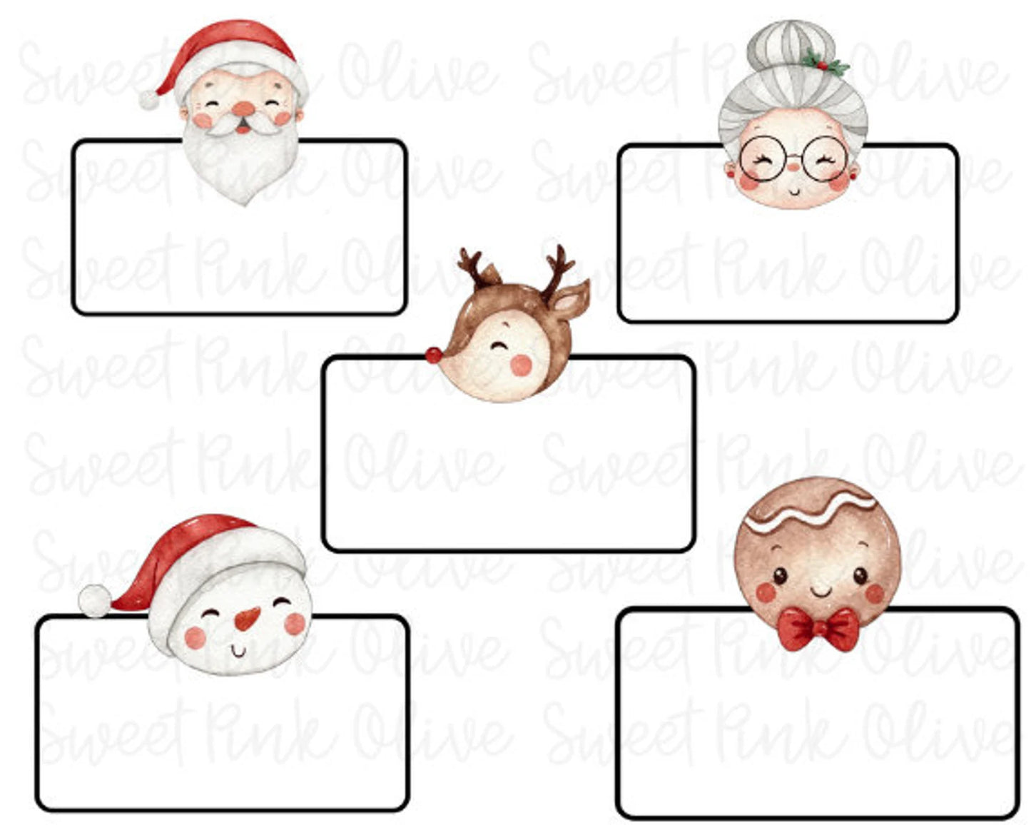 Christmas Plaque Cookie Cutters, Name Plaque, Santa, Snowman, Mrs. Claus, Reindeer