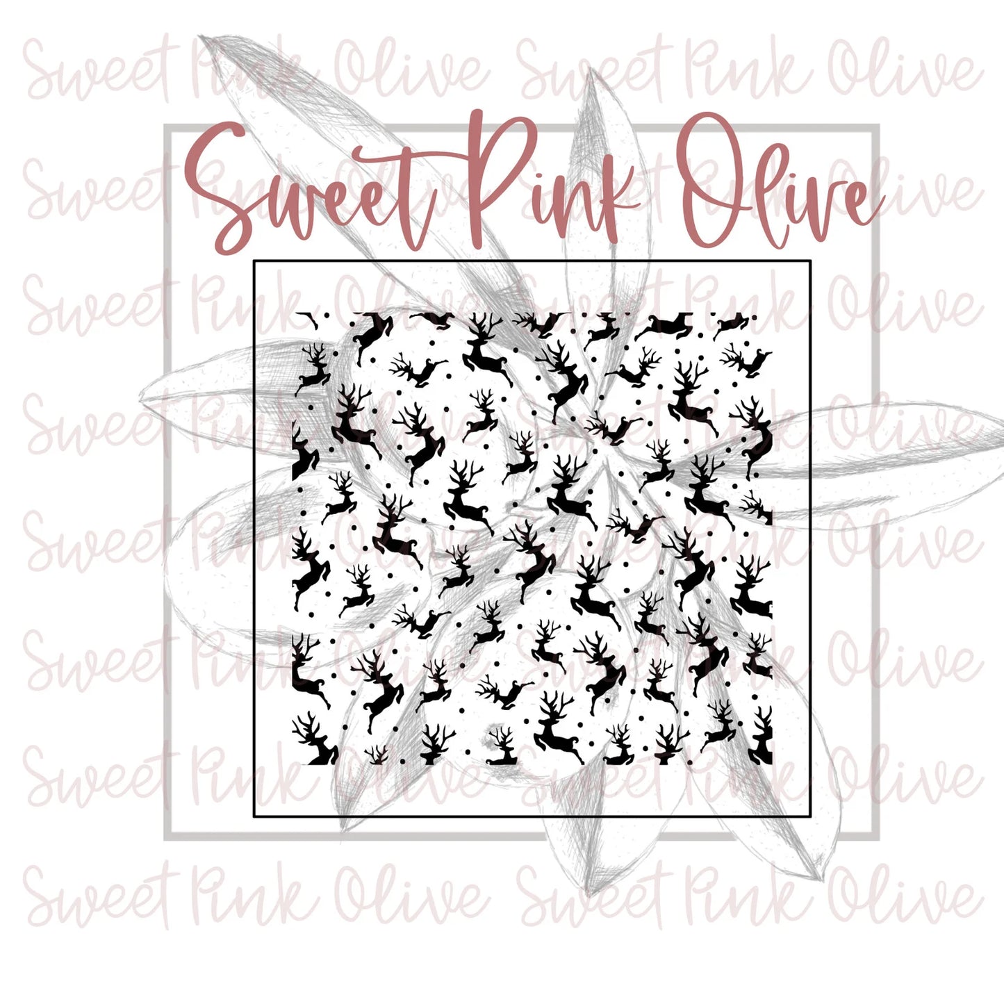 Scattered Reindeers Stencil