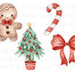 Gingerbread man, Candy Cane, Christmas Tree, Bow