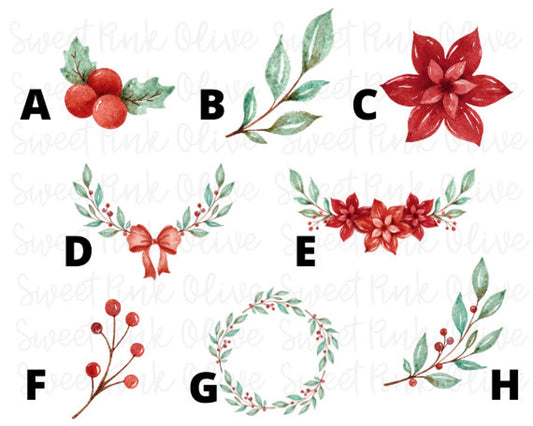 Christmas Florals, Leaves, Holly, Wreath