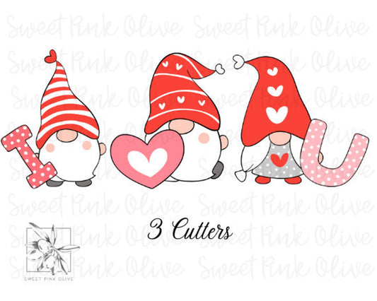 Valentine Gnome I Love You Set of 3