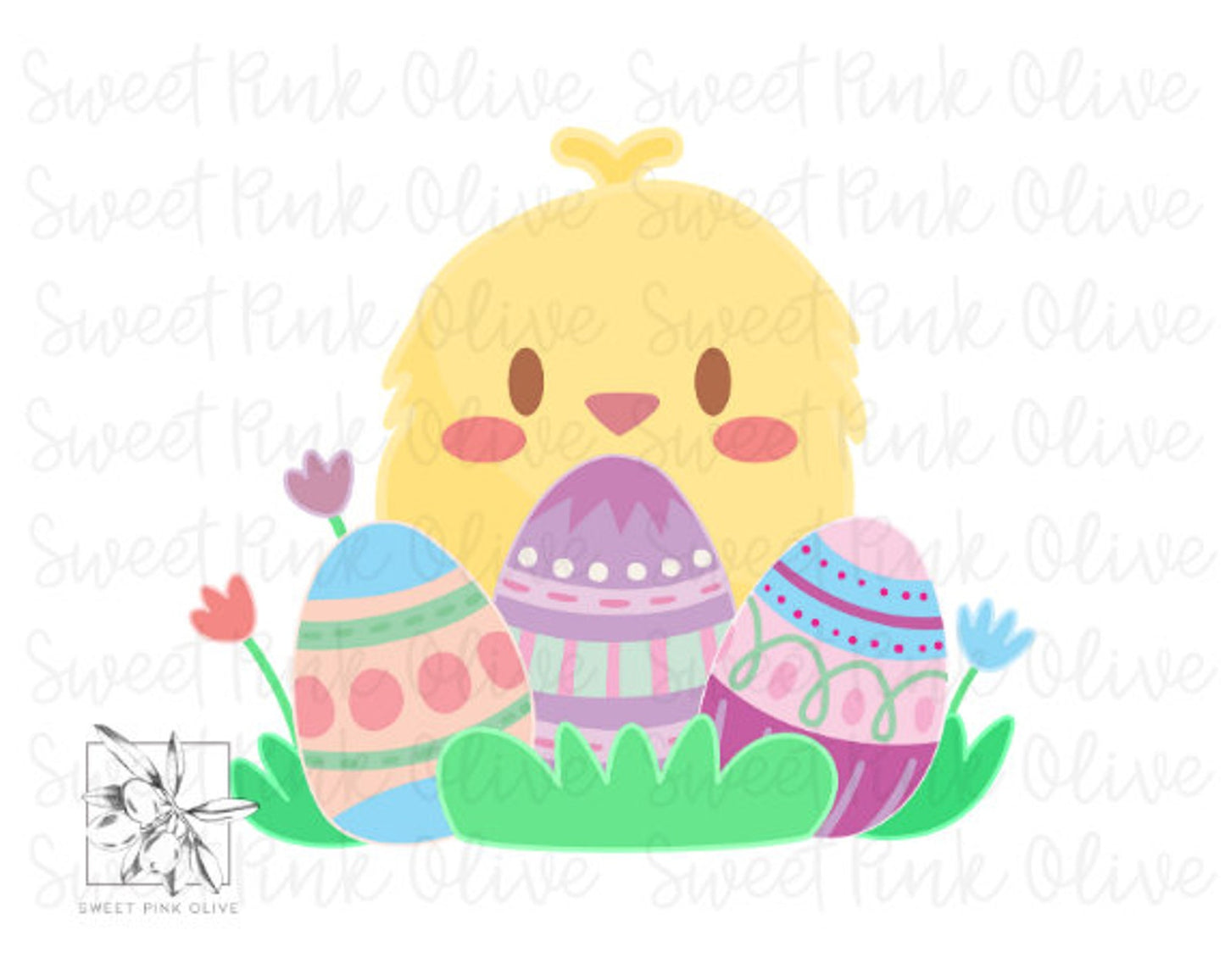 Easter Chick with Eggs