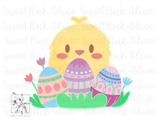 Easter Chick with Eggs