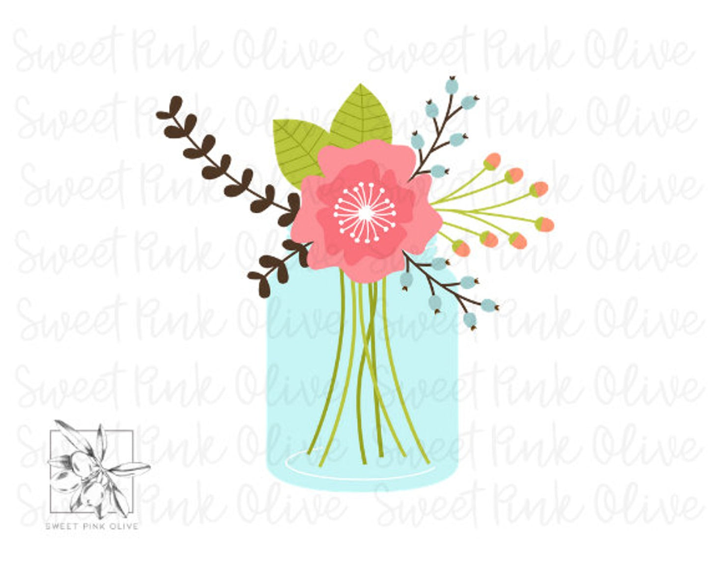 Floral Mason Jar 1