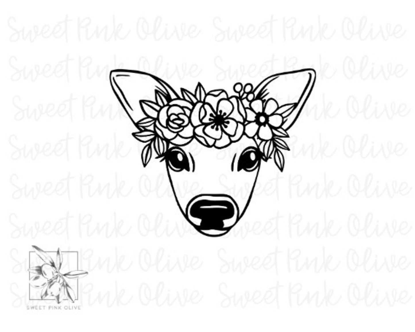 Deer Head with Flowers