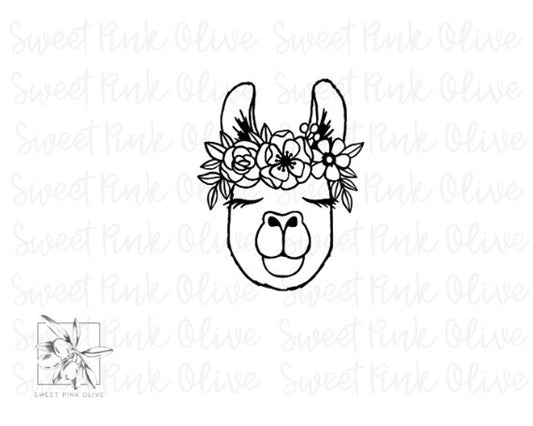 Llama Head with Flowers