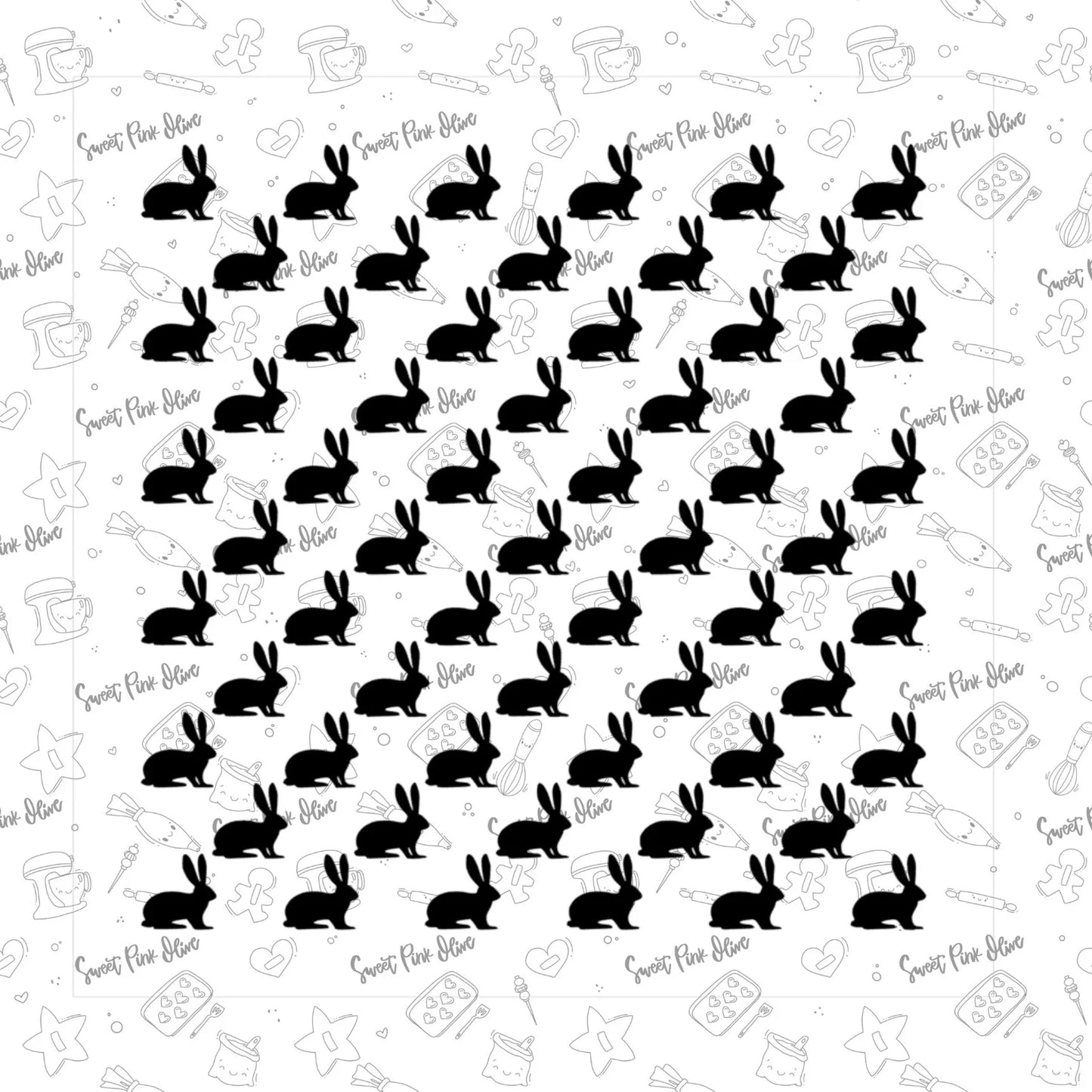 Lines of Bunnies Stencil